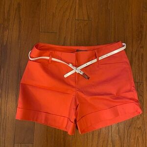 Express Vibrant Orange Shorts with White Belt